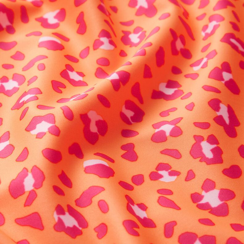 Tissu pour maillot de bain Imprimé léopard – orange pêche/rose intense,  image number 2