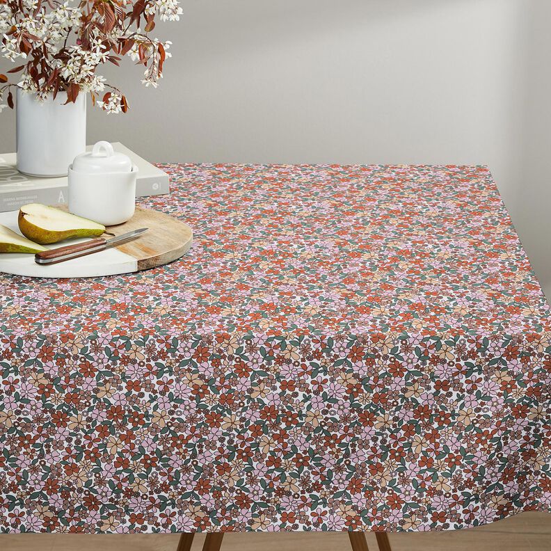 Tissu en coton Cretonne Petits motifs de fleurs rétro – blanc/rose,  image number 7