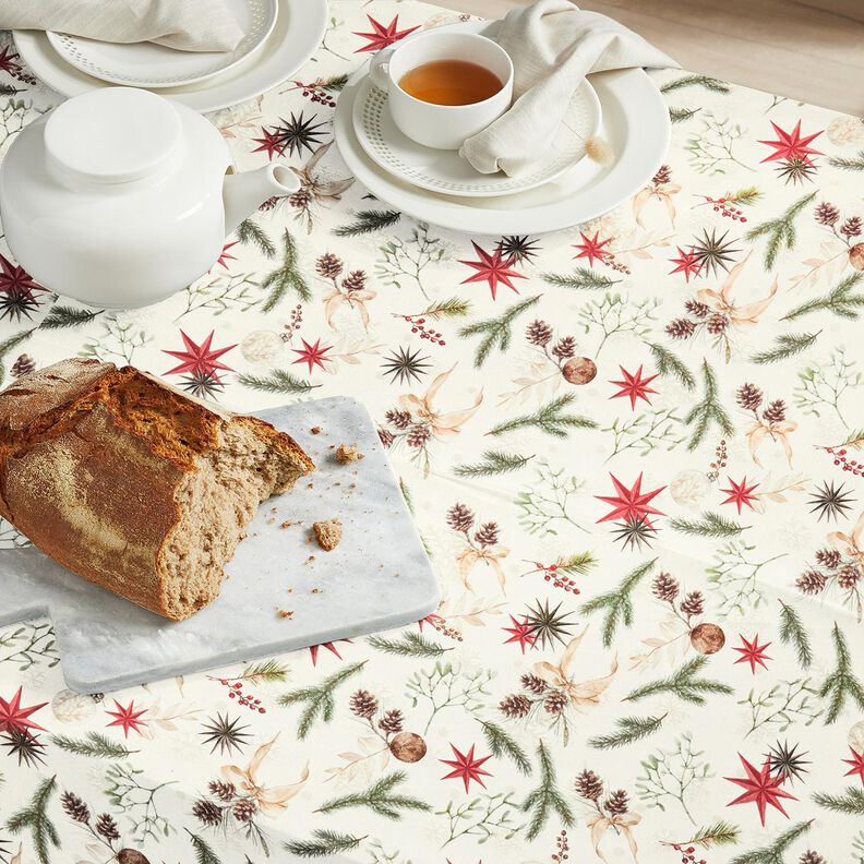 Tissu de décoration Jacquard Lurex branches de sapin – nature/or,  image number 8