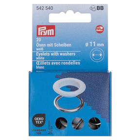 Œillets avec rondelles [20 unités | Ø 11 mm] | Prym – blanc/argent métallisé, 