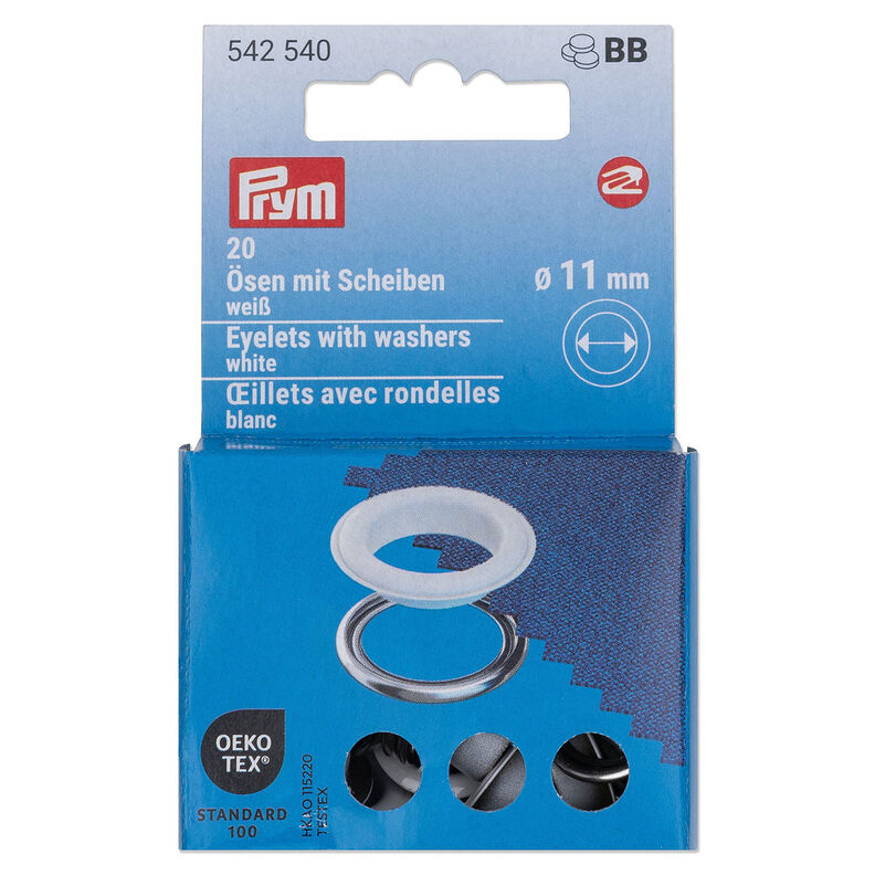 Œillets avec rondelles [20 unités | Ø 11 mm] | Prym – blanc/argent métallisé,  image number 1