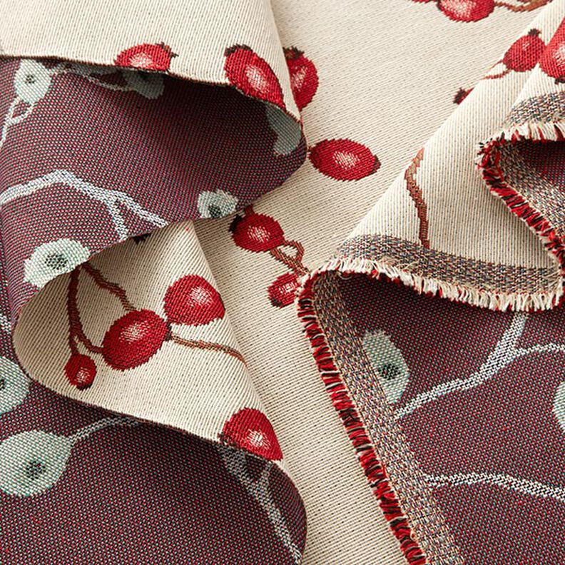 Tissu de décoration Gobelin Églantier – beige clair/rouge,  image number 3