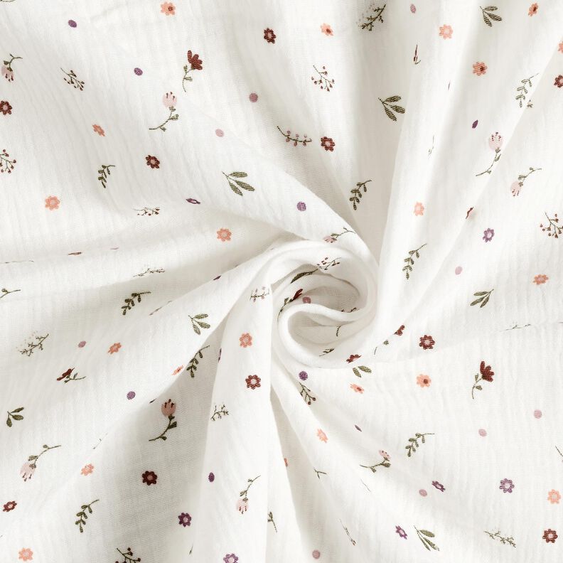 Tissu double gaze de coton Petites fleurs – ivoire,  image number 3