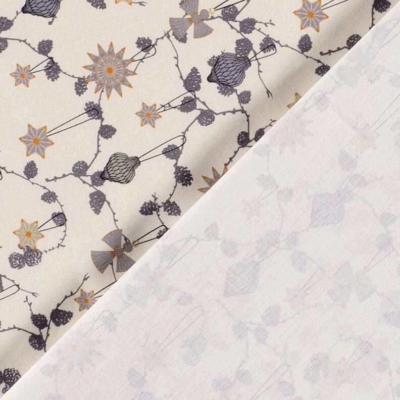 Tissu en coton Popeline Décorations d'arbre scandinaves – beige clair,  image number 4