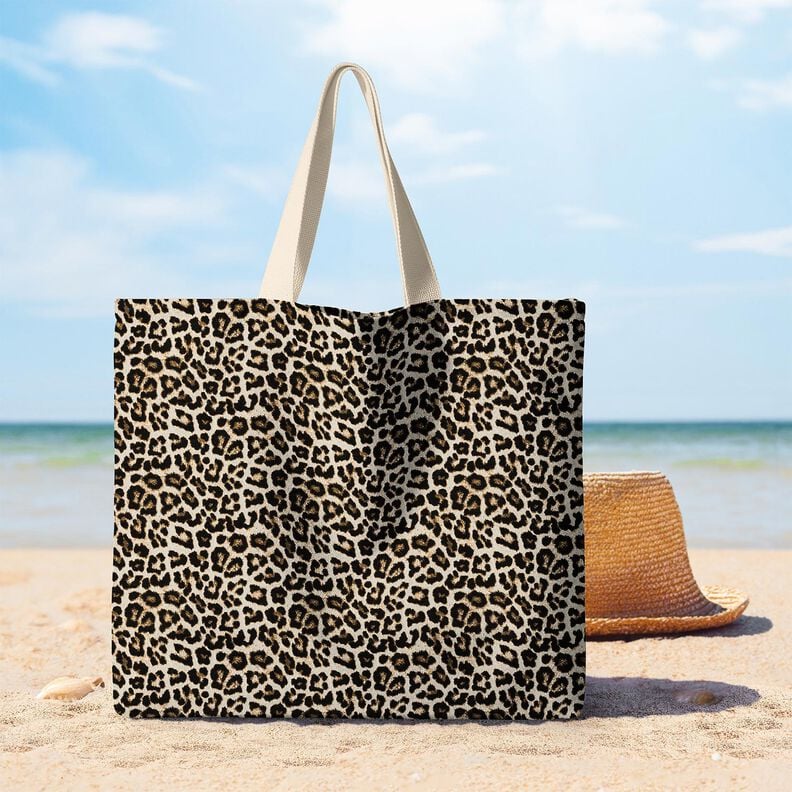 Tissu de décoration Jacquard Motif léopard tissé – beige clair/noir,  image number 6