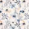 Tissu de décoration Semi-panama grandes fleurs – amande/bleu,  thumbnail number 1