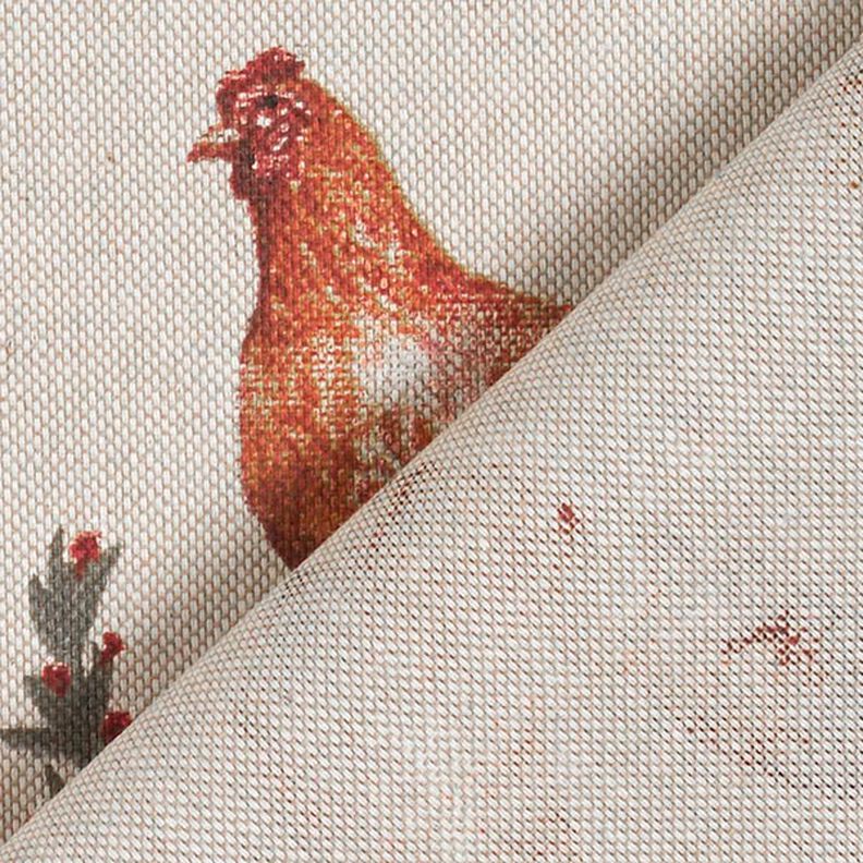 Tissu de décoration Semi-panama Poules – nature/terre cuite, image number 4