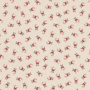 Tissu de décoration Semi-panama mini pères Noël – nature, 