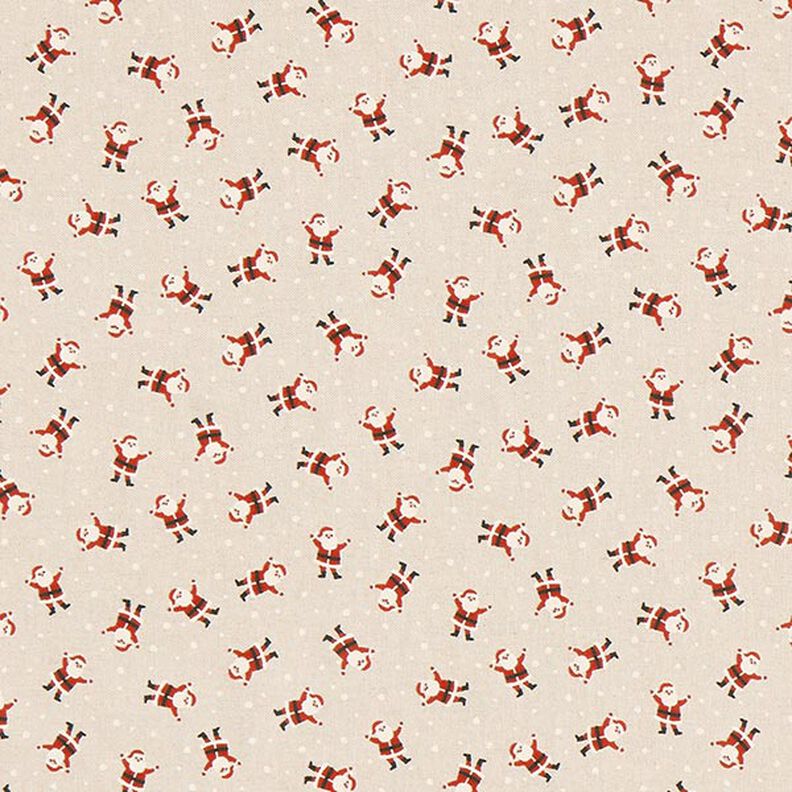 Tissu de décoration Semi-panama mini pères Noël – nature, image number 1