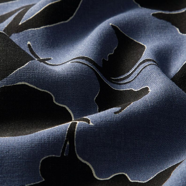 Tissu viscose Feuilles luxuriantes  – gris bleu/noir,  image number 2