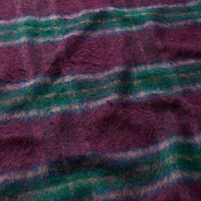 Tissu pour manteau Mélange de laine tissu brossé à carreaux – merlot/sapin bleu, 