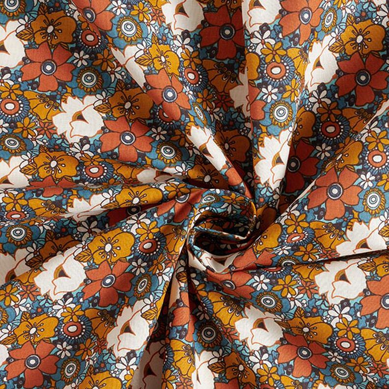 Tissu en coton Cretonne Fleurs rétros – caramel,  image number 3