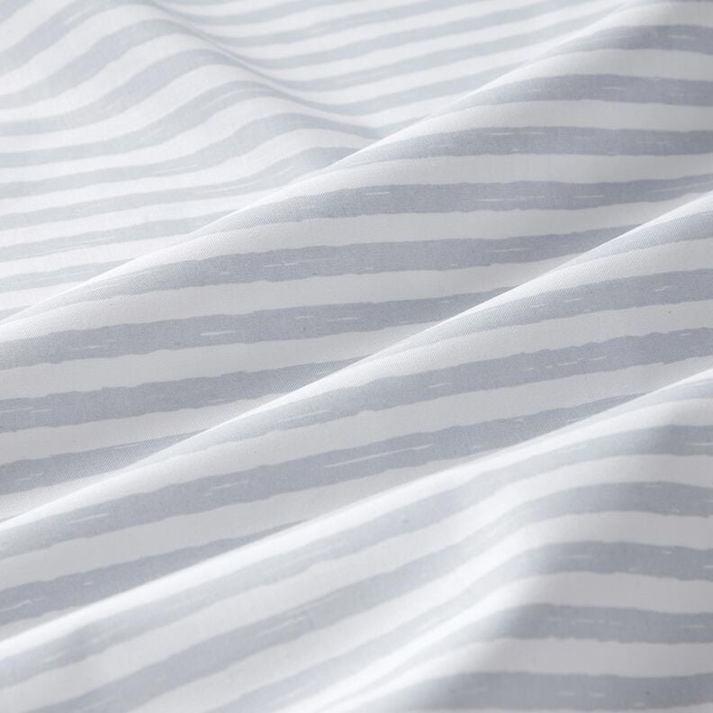 Tissu en coton Cretonne rayures décontractées – gris clair/blanc, image number 2