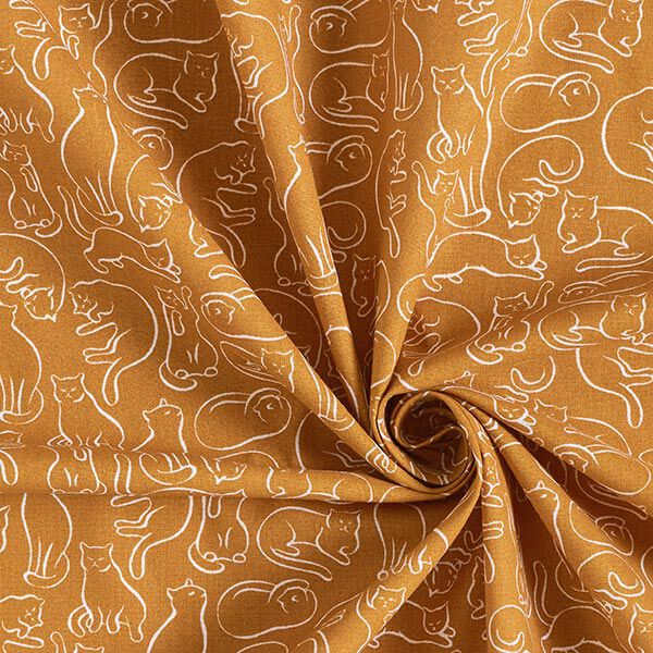 Tissu en coton Cretonne Chats espiègles – jaune curry,  image number 3