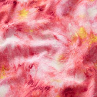 GOTS Jersey coton Nuages batik fluo Impression numérique – rouge cerise/jaune, 