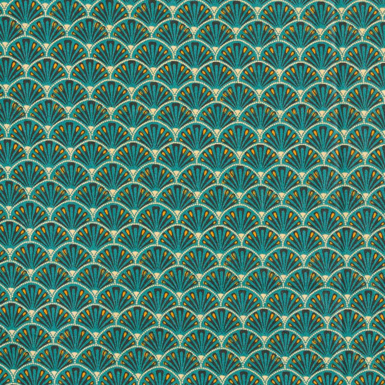 Coton enduit Éventails élégants – pétrole,  image number 1