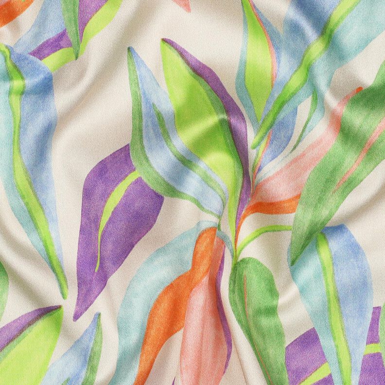 Satin de coton Imprimé numérique de feuilles | Poppy Fabrics – crème/vert clair,  image number 2