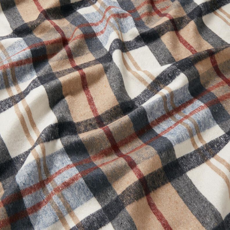 Tissu manteau tartan gratté – bleu clair/beige,  image number 2