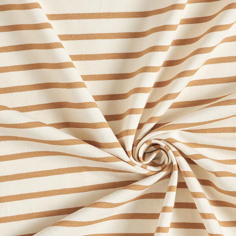 Jersey de coton Rayures fines et larges – crème/cannelle,  image number 3