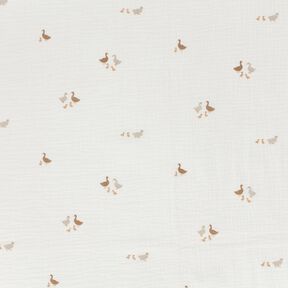 Tissu double gaze de coton Famille de canards – écru/nature, 