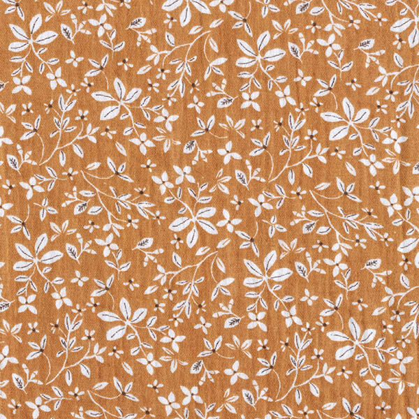 Tissu double gaze de coton Vrilles de fleurs – brun faon, image number 1