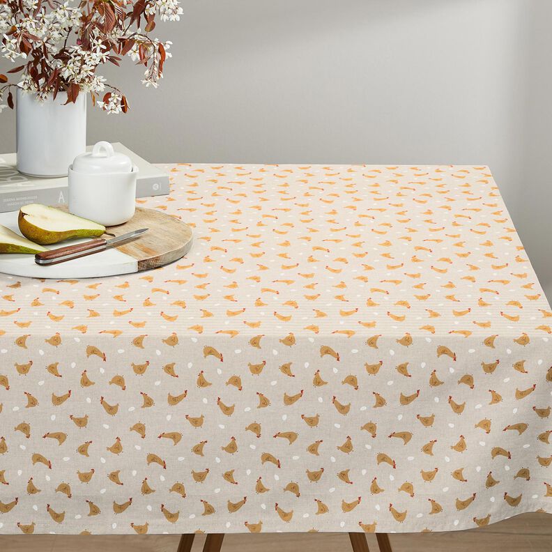 Tissu de décoration Semi-panama Petits poulets – nature/jaune curry, image number 7