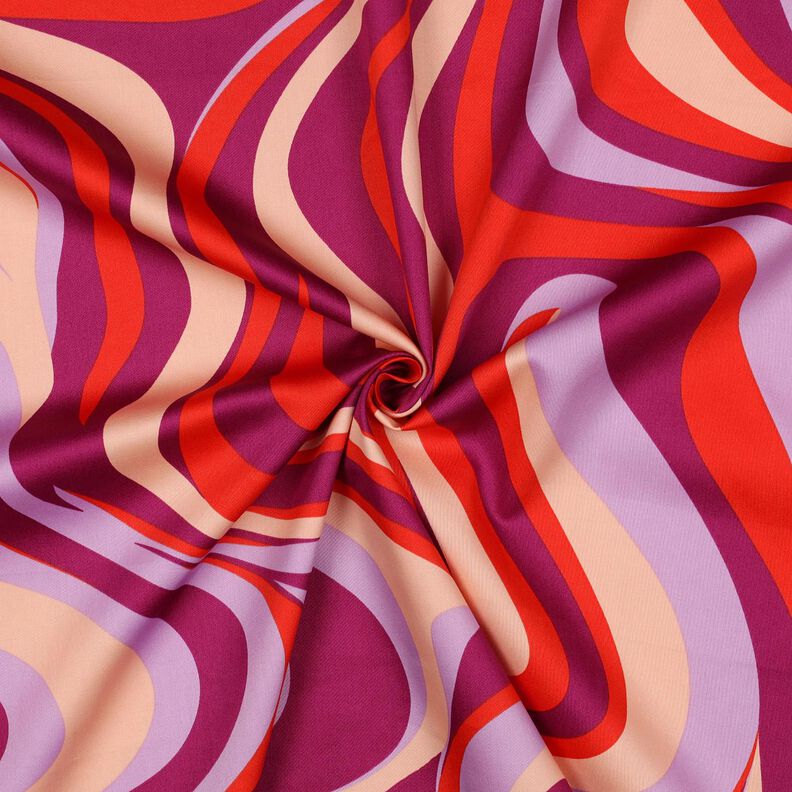 Satin de coton Vagues rétro | Poppy Fabrics – pourpre/orange,  image number 3