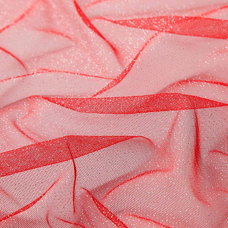 Tissu tulle scintillant – rouge/argent,  image number 4
