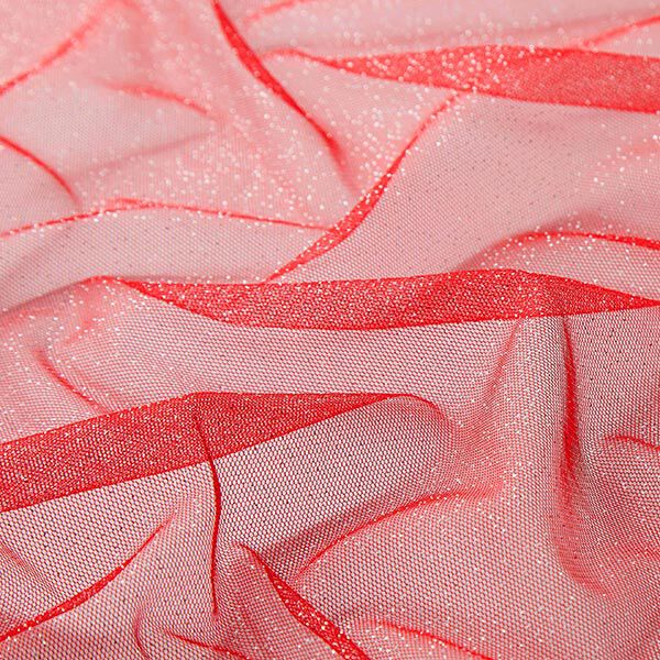 Tissu tulle scintillant – rouge/argent,  image number 4