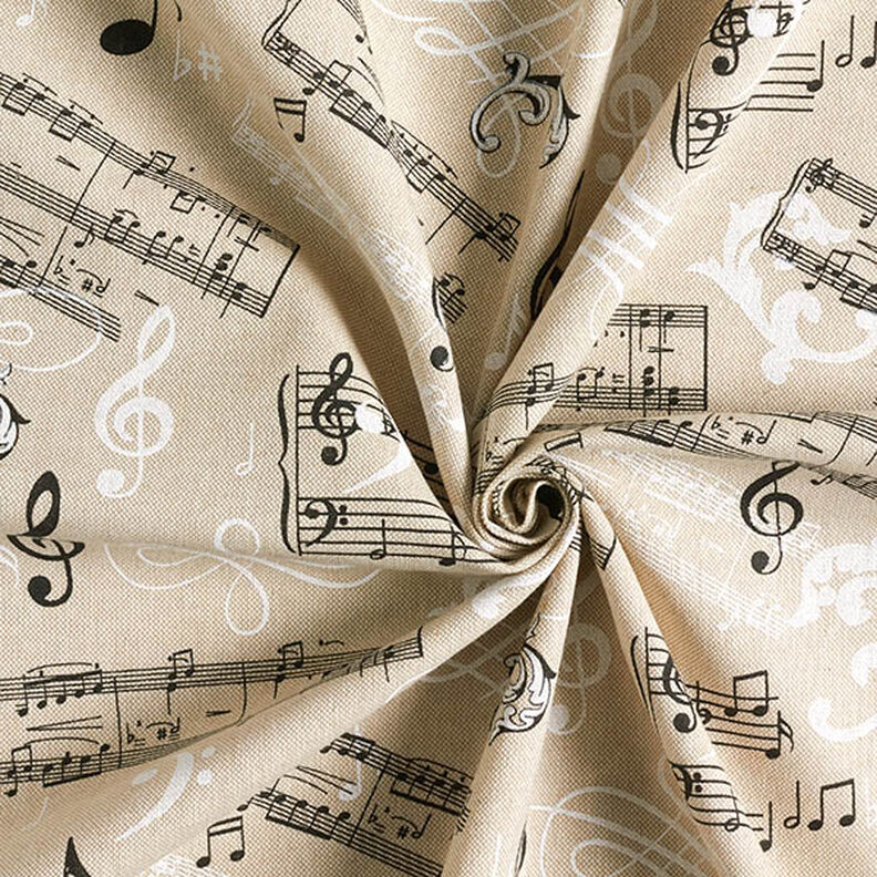 Tissu de décoration Semi-panama Musical – noir/nature, image number 3