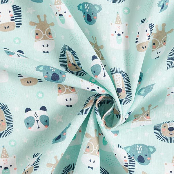Popeline coton Animaux de fête – bleu aqua, image number 3