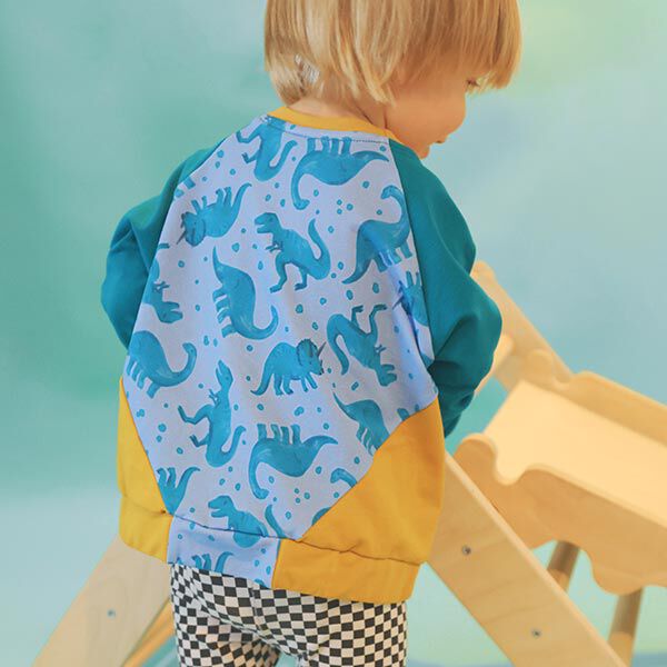 French Terry Sweat d’été Dinosaures | PETIT CITRON – bleu clair, image number 6