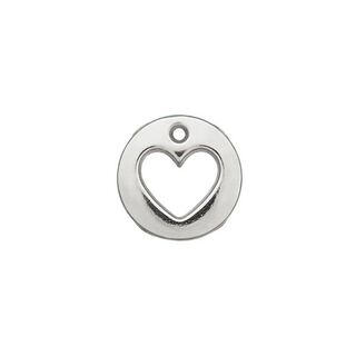 Pièce décorative Cœur [ Ø 12 mm ] – argent métallique, 