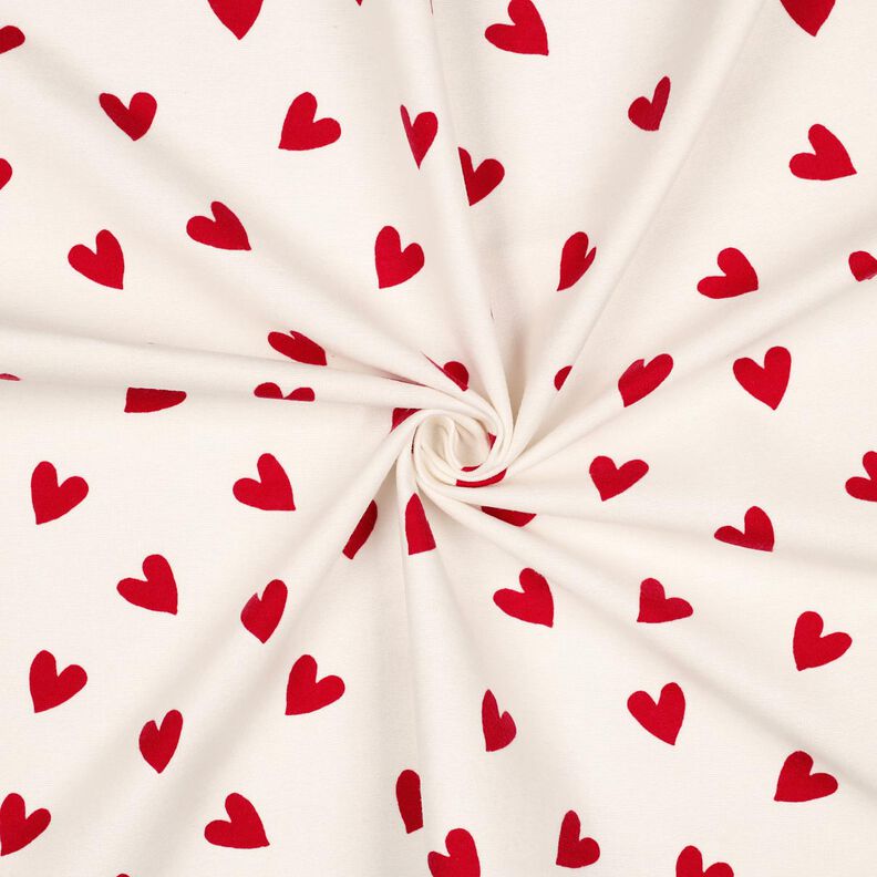 Flanelle coton Cœurs | Poppy Fabrics – ivoire/carmin, image number 3