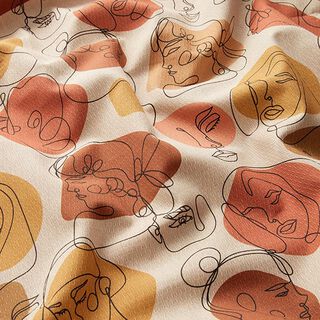 Tissu de décoration jacquard formes rétro recyclé – vieux rose foncé/nature, 