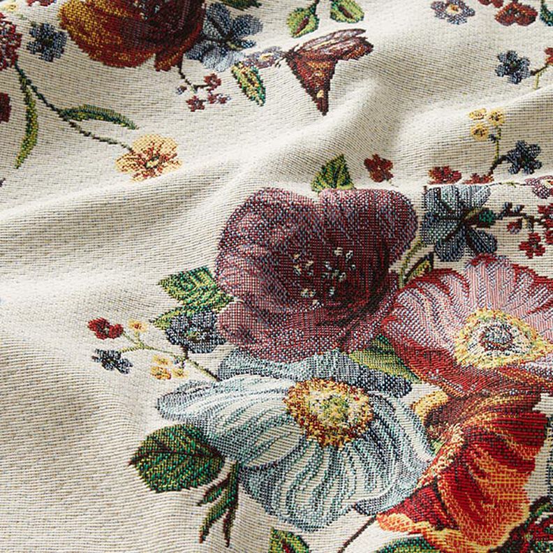 Tissu de décoration pièce Gobelin Fleurs – beige,  image number 2