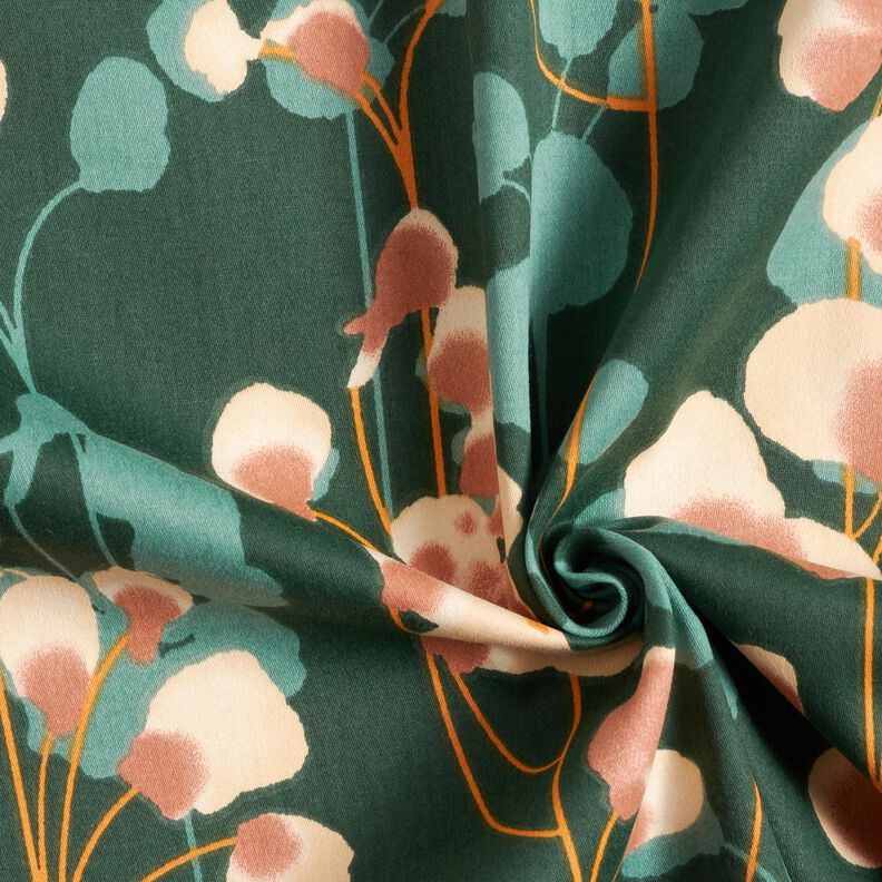 Satin de coton plantes grimpantes &ndash; vert fonc&eacute;/sable,  image number 3