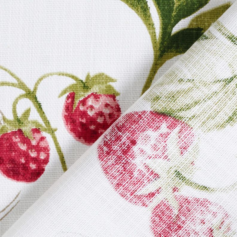 Tissu de décoration Panama Fraises – blanc/carmin,  image number 4