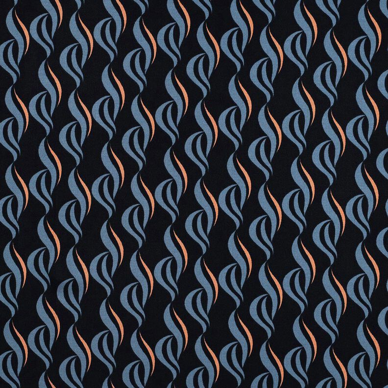 Viscose stretch vagues abstraites – bleu noir/jean bleu clair, image number 1