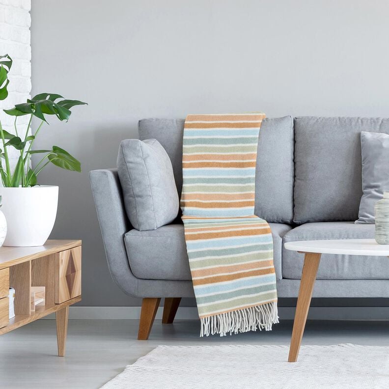 Polaire anti-boulochage rayures colorées – blanc/vert,  image number 5