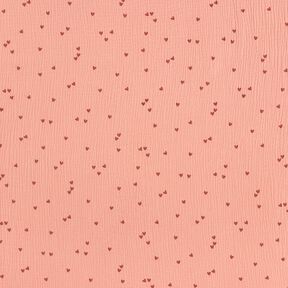 Tissu double gaze de coton Cœurs parsemés – vieux rose foncé/bordeaux, 