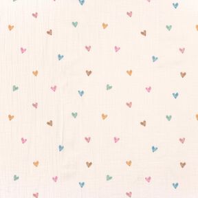 Tissu double gaze de coton Cœurs multicolores Impression numérique – blanc,  Tissu double gaze de coton Cœurs multicolores Impression numérique – blanc,