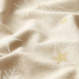 Tissu de décoration Semi-panama Etoiles scintillantes – or/blanc, 