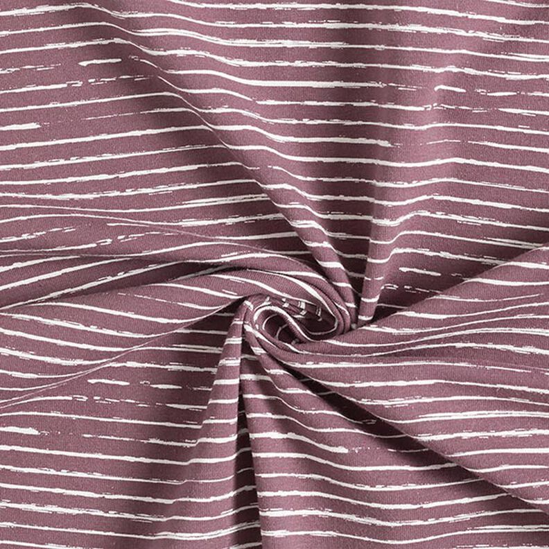 Jersey de coton Rayures en gribouillage – aubergine,  image number 3