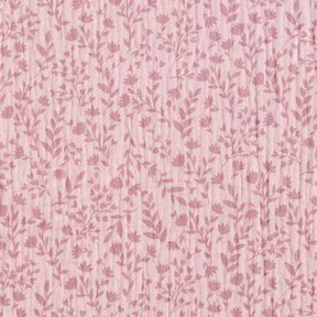 Tissu double gaze de coton vrilles de fleurs bicolores – vieux rose clair, 