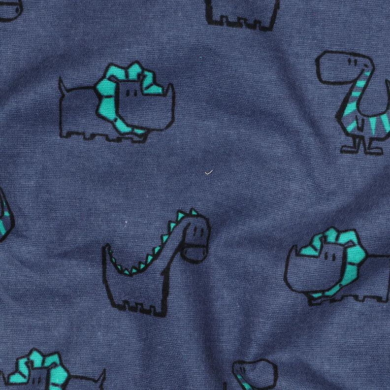 Flanelle coton Dinosaures effrontés | Poppy Fabrics – bleu jean/vert émeraude, image number 2