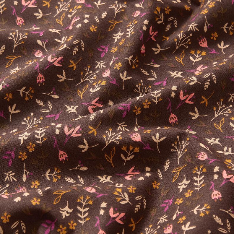 Tissu en coton Cretonne Petites branches – marron foncé/raisin, image number 2
