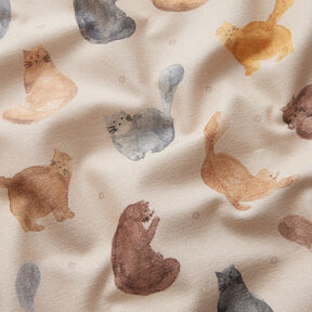 Tissu de décoration Semi-panama Chats peints – beige clair, 