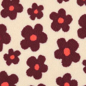 Ourson Fleurs | Poppy Fabrics – noix de cajou/rouge bordeaux, 