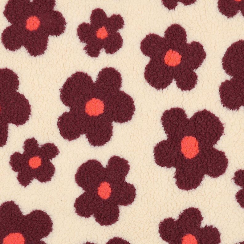 Ourson Fleurs | Poppy Fabrics – noix de cajou/rouge bordeaux,  image number 1